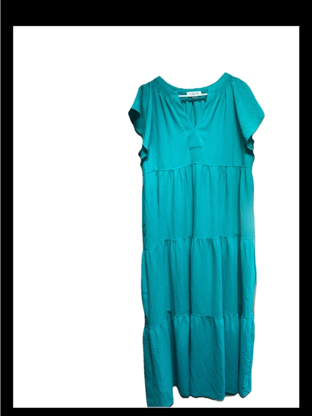 Harper Rose  Teal Tiered Maxi Dress with Flutter Sleeves Size 14